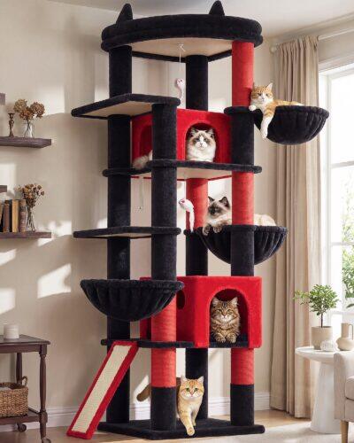 S78G Cat Tree (Gothic Red Black, 78-inch)
