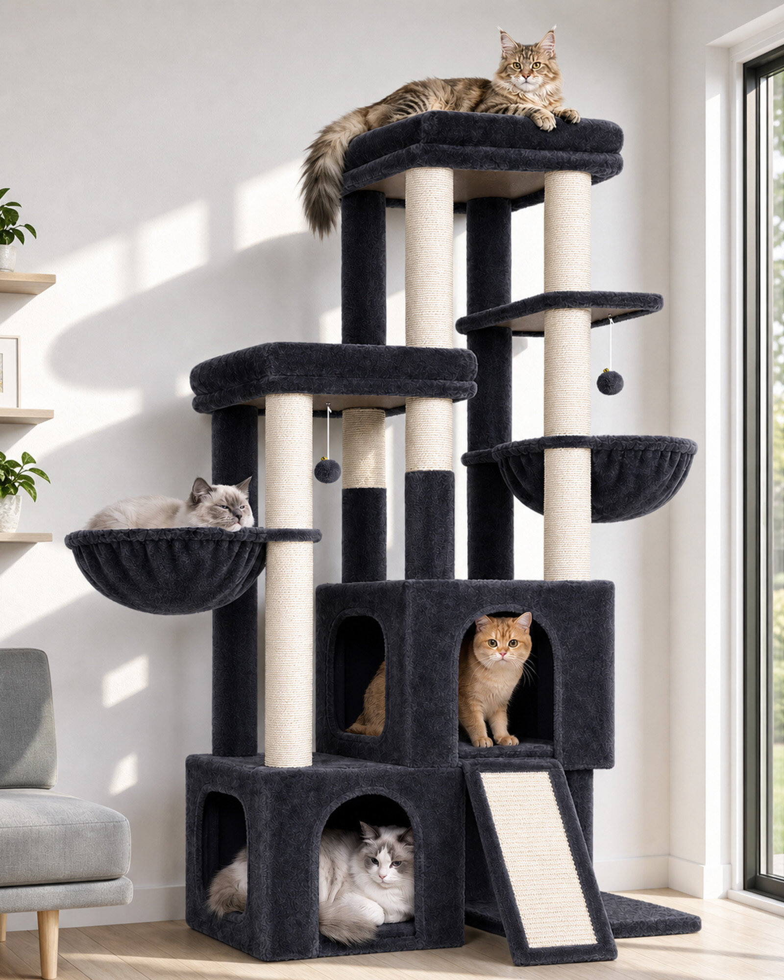 S62 Cat Tower (Dark Grey, 62-inch)
