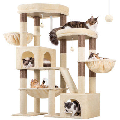 S59 Cat Tree Tower (Beige, 59-inch)