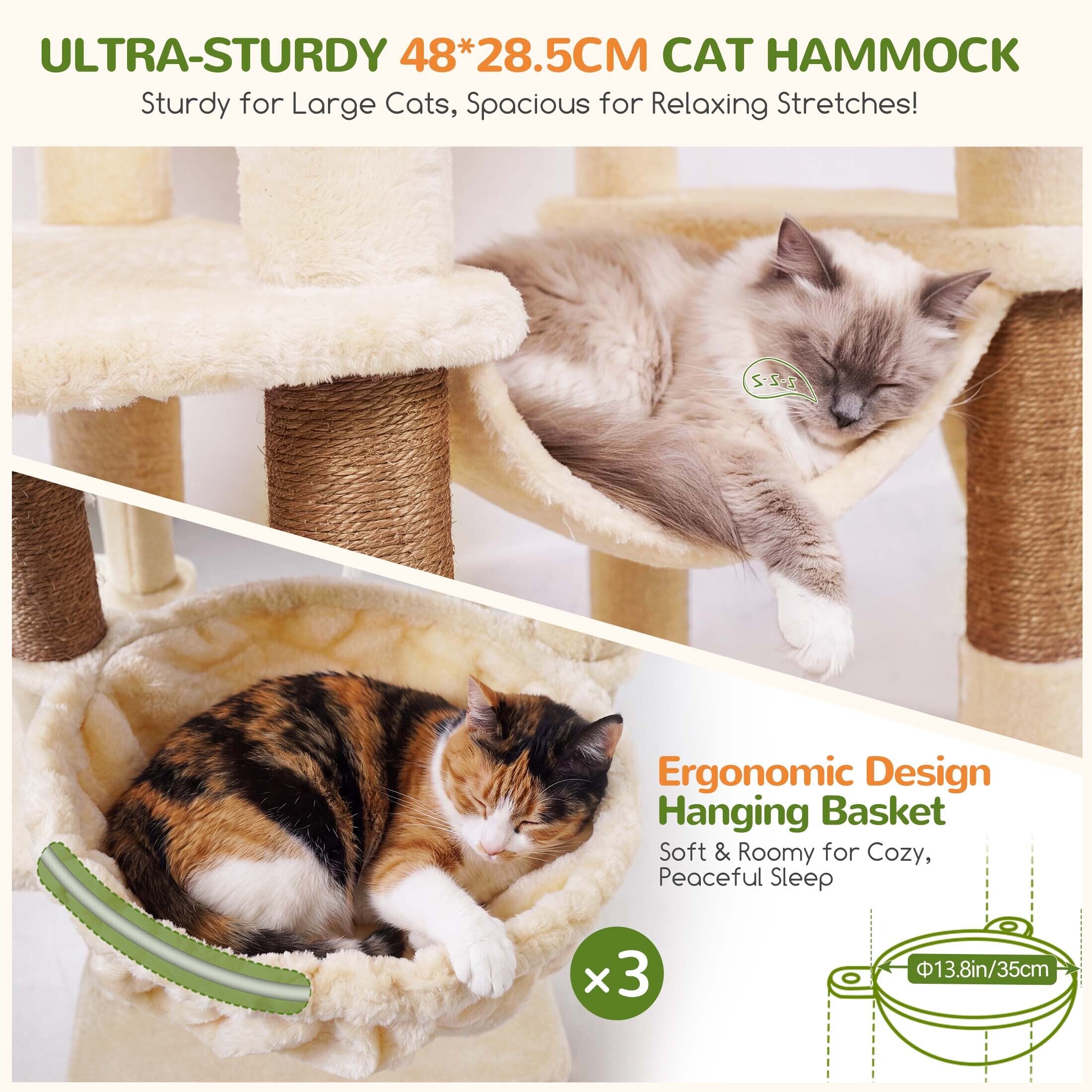 Globlazer 75″ Cat Tree Tower Condo with Scratching Post for Indoor Cats, Light Grey