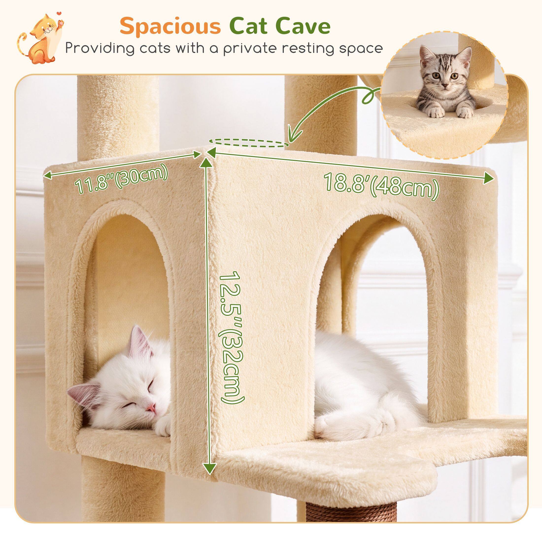Globlazer 75″ Cat Tree Tower Condo with Scratching Post for Indoor Cats, Light Grey