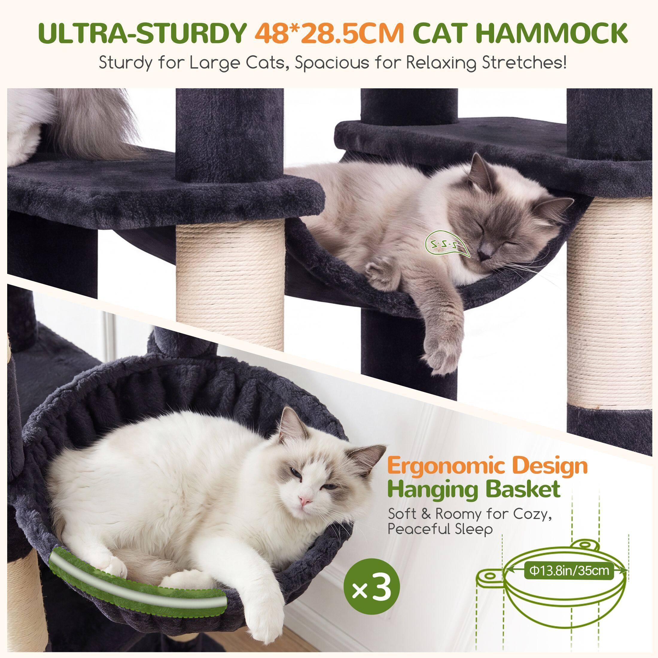 Globlazer 75″ Cat Tree Tower Condo with Scratching Post for Indoor Cats, Dark Grey