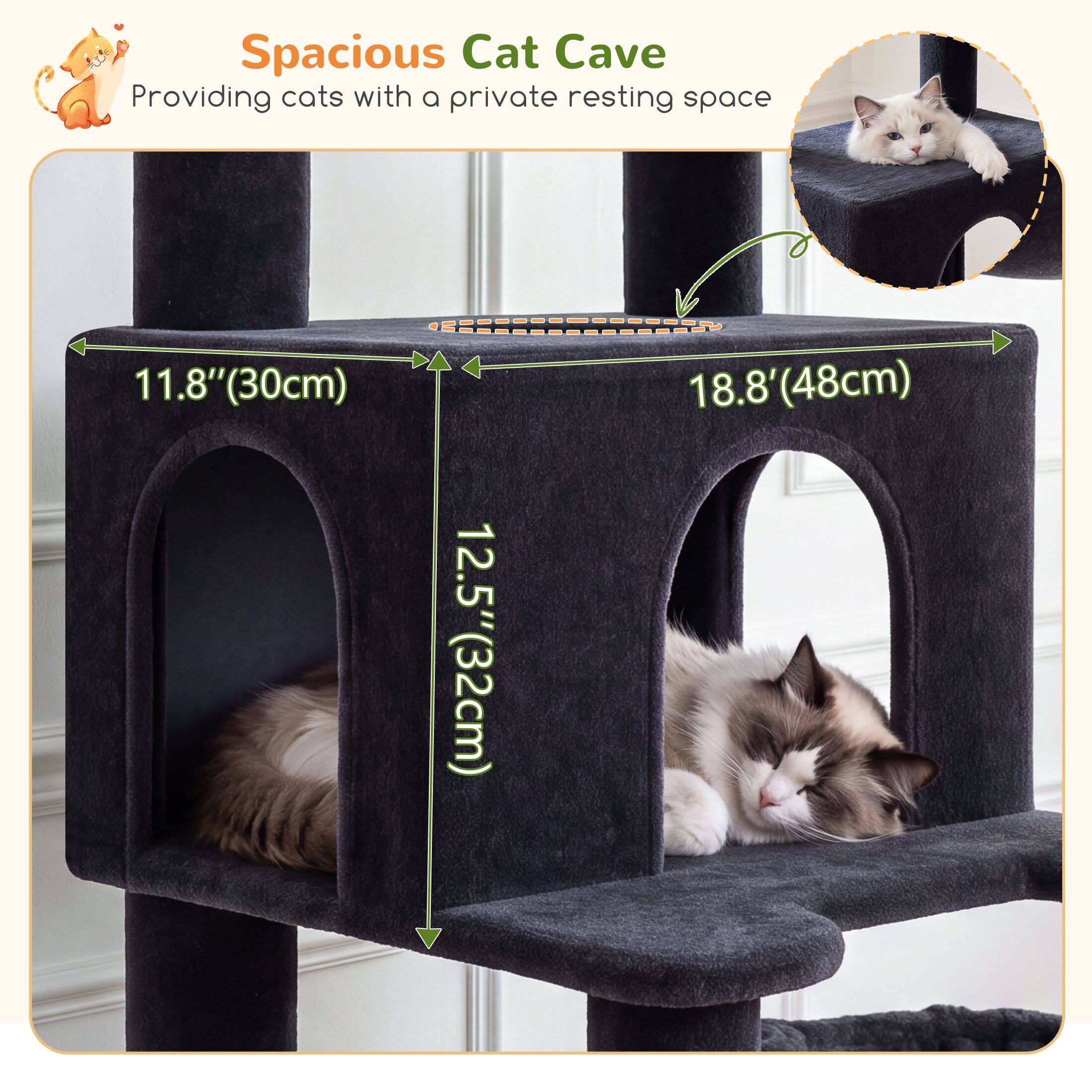 Globlazer 75″ Cat Tree Tower Condo with Scratching Post for Indoor Cats, Dark Grey