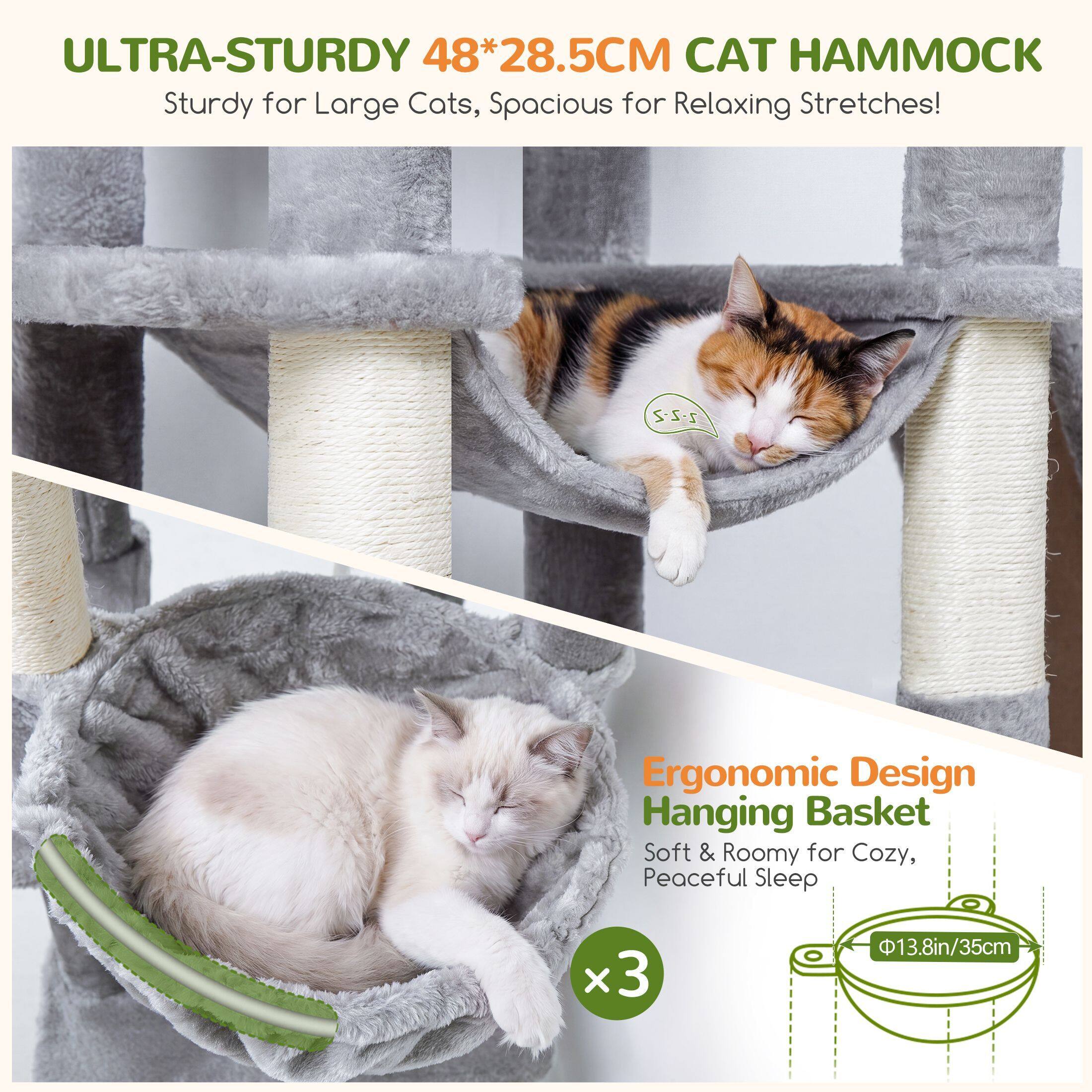 Globlazer 75″ Cat Tree Tower Condo with Scratching Post for Indoor Cats, Light Grey