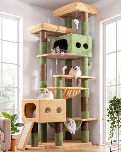 S83G Heavy Duty Cat Tree (Cactus Green, 83-inch)
