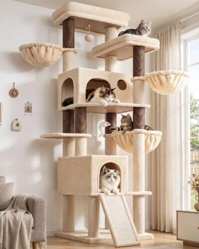 Globlazer 80in Tall Cat Tree for Large Cats, Sturdy Indoor Cat Tower, F80K