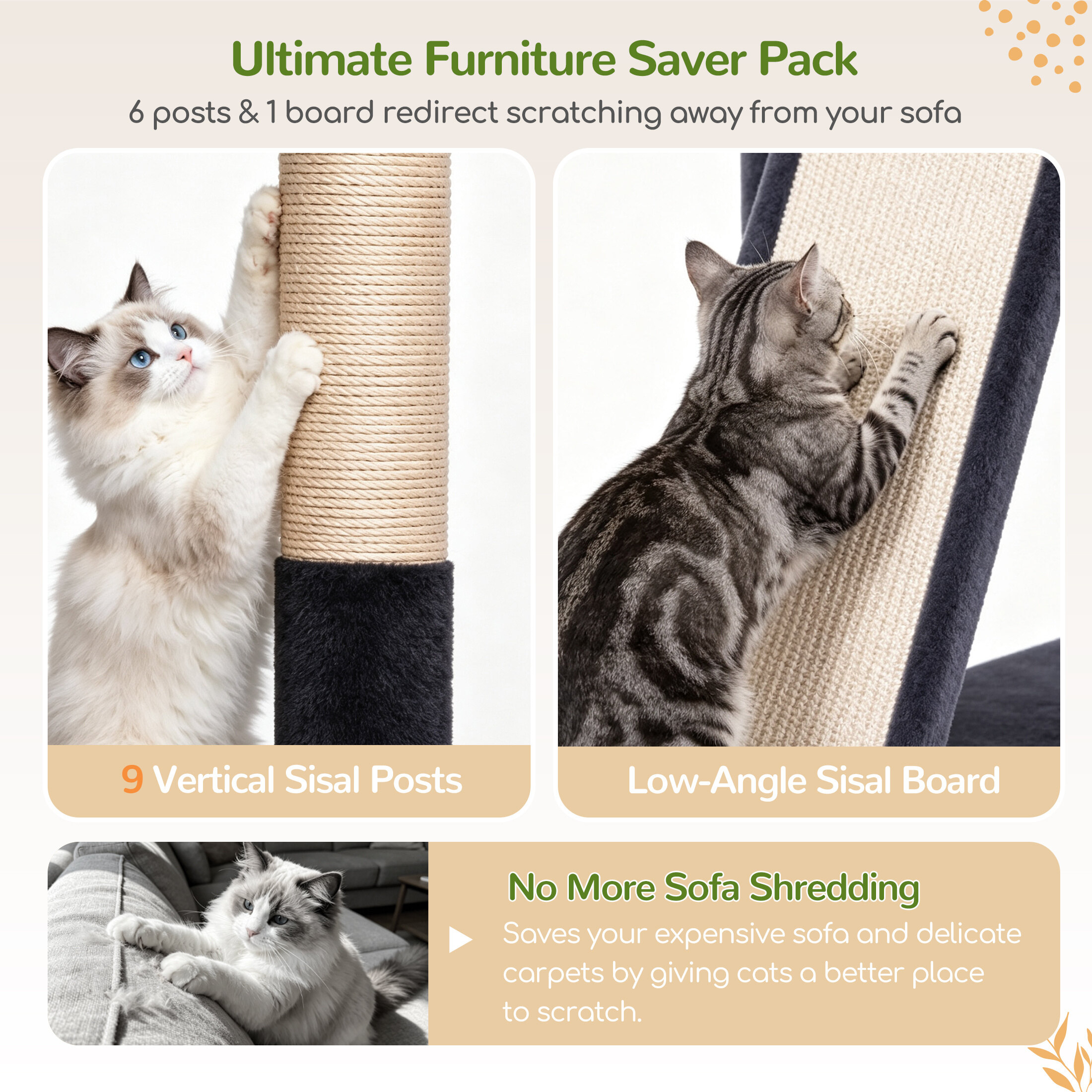 Globlazer 52″ Multi-Level Cat Tree Tower with Extra Large Platform and Scratching Posts, Dark Gray