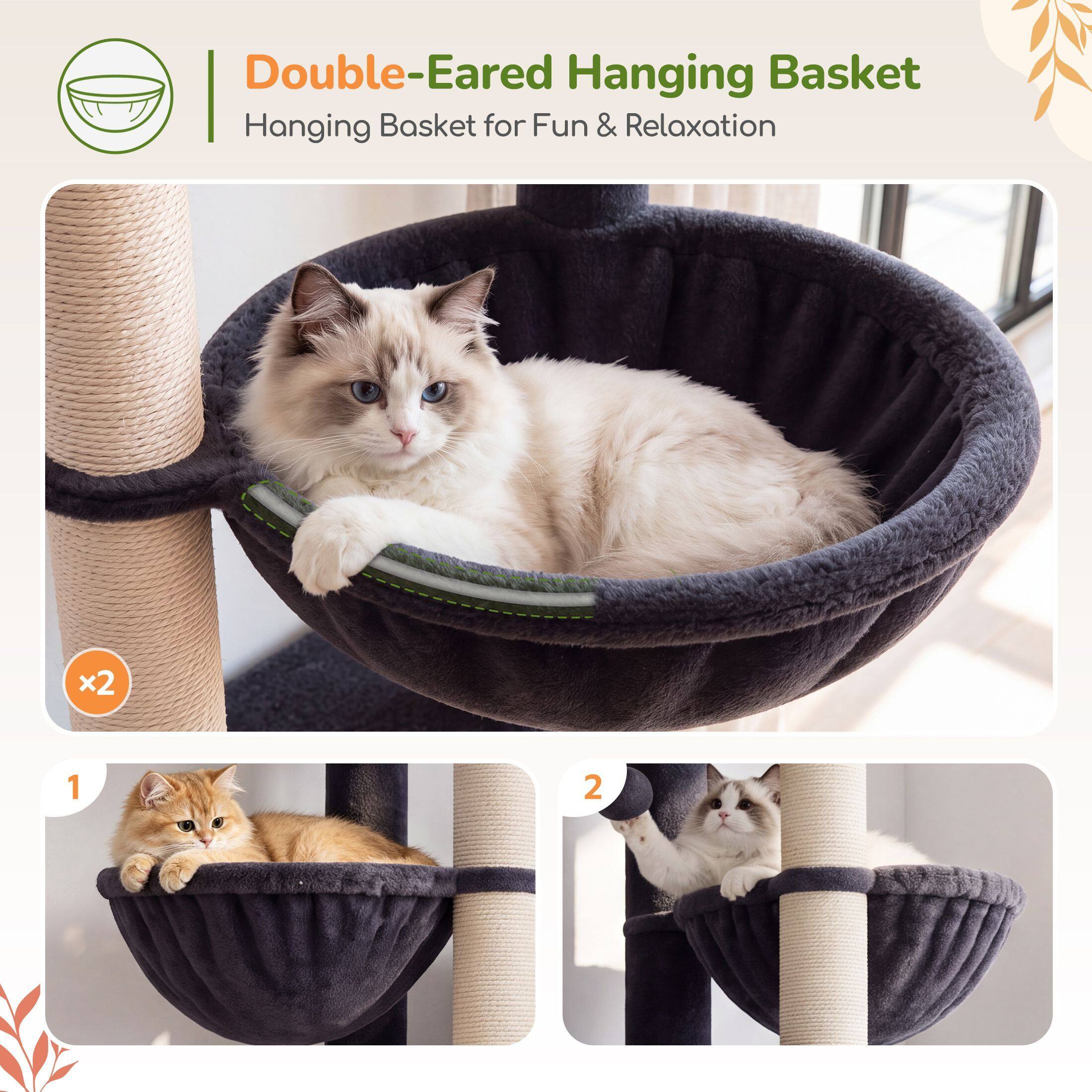 Globlazer 52″ Multi-Level Cat Tree Tower with Extra Large Platform and Scratching Posts, Dark Gray