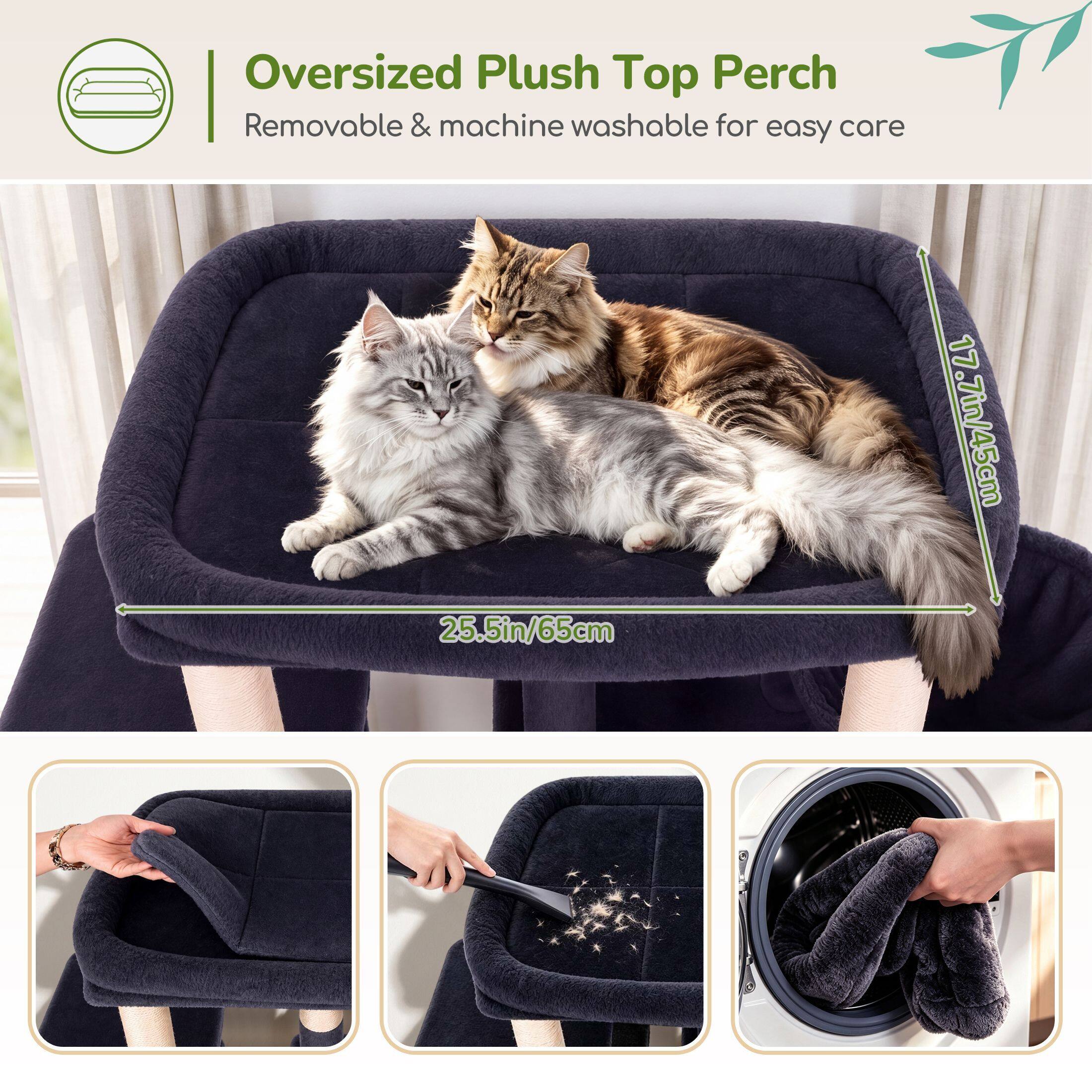 Globlazer 52″ Multi-Level Cat Tree Tower with Extra Large Platform and Scratching Posts, Dark Gray