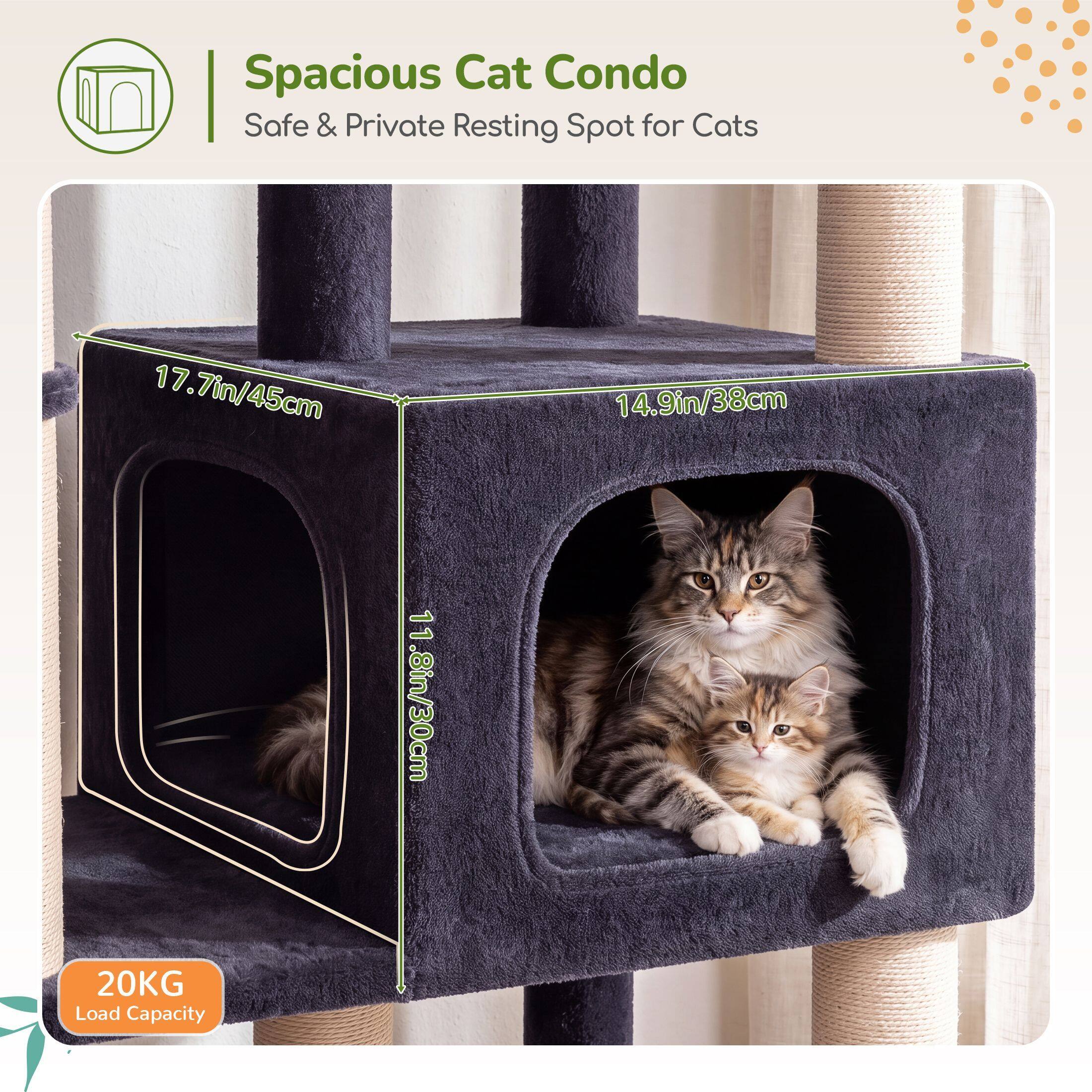 Globlazer 52″ Multi-Level Cat Tree Tower with Extra Large Platform and Scratching Posts, Dark Gray