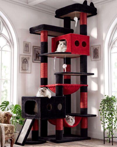 S83G Heavy Duty Cat Tree (Gothic Red Black, 83-inch)