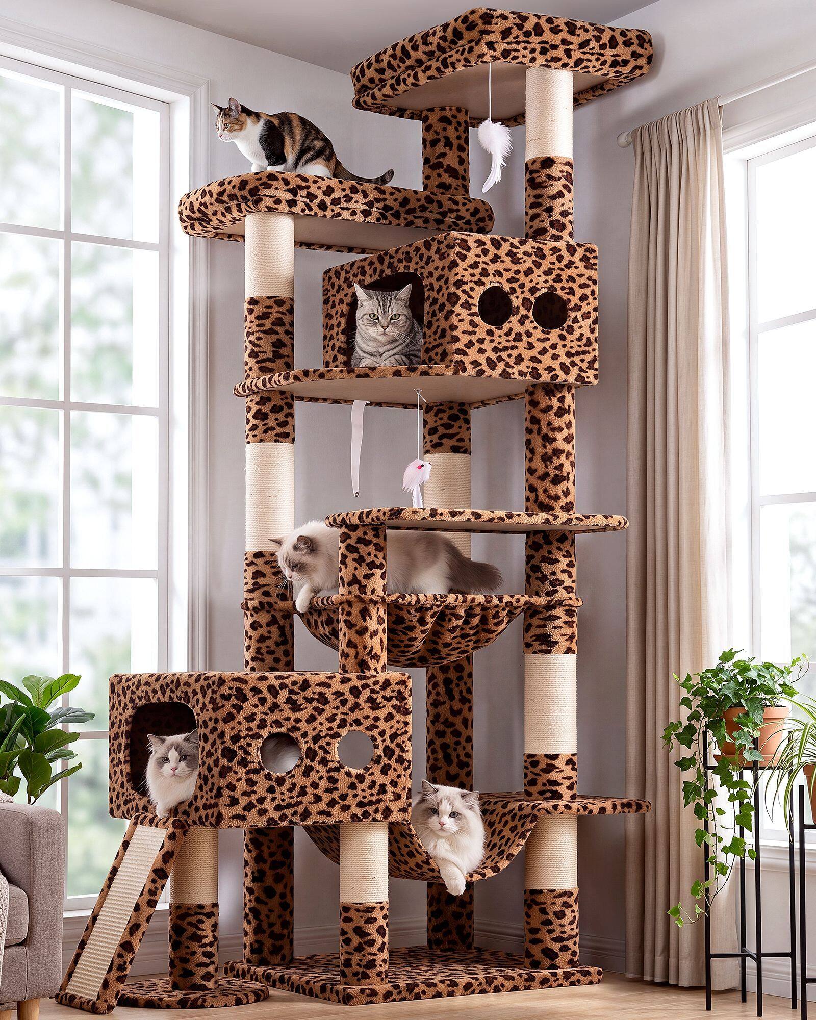 S83G Heavy Duty Cat Tree (Leopard Print, 83-inch)