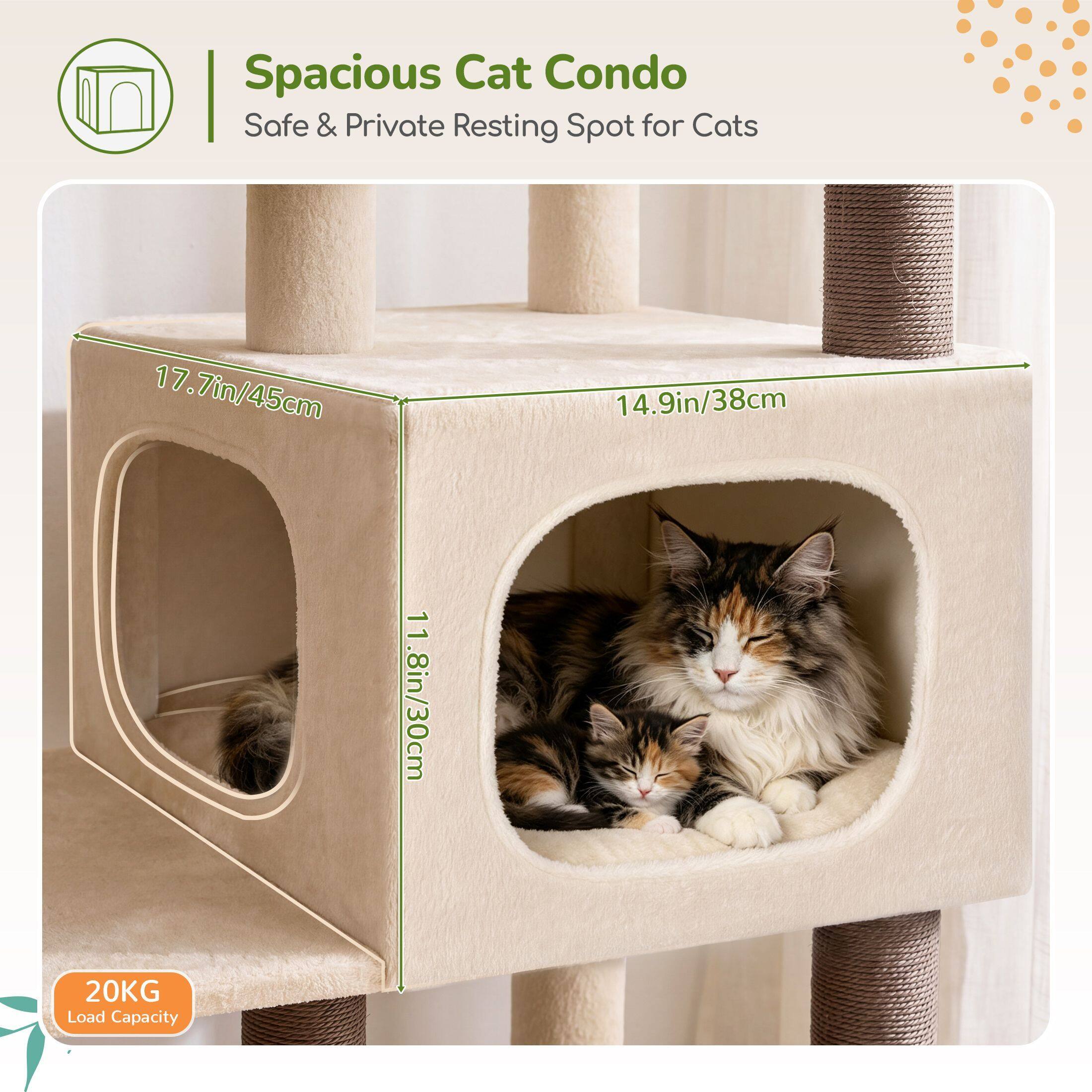 Globlazer 52″ Multi-Level Cat Tree Tower with Extra Large Platform and Scratching Posts, Beige