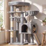 Globlazer Heavy Duty Cat Tree Tower for Large Indoor Cats, F52J, Light Grey