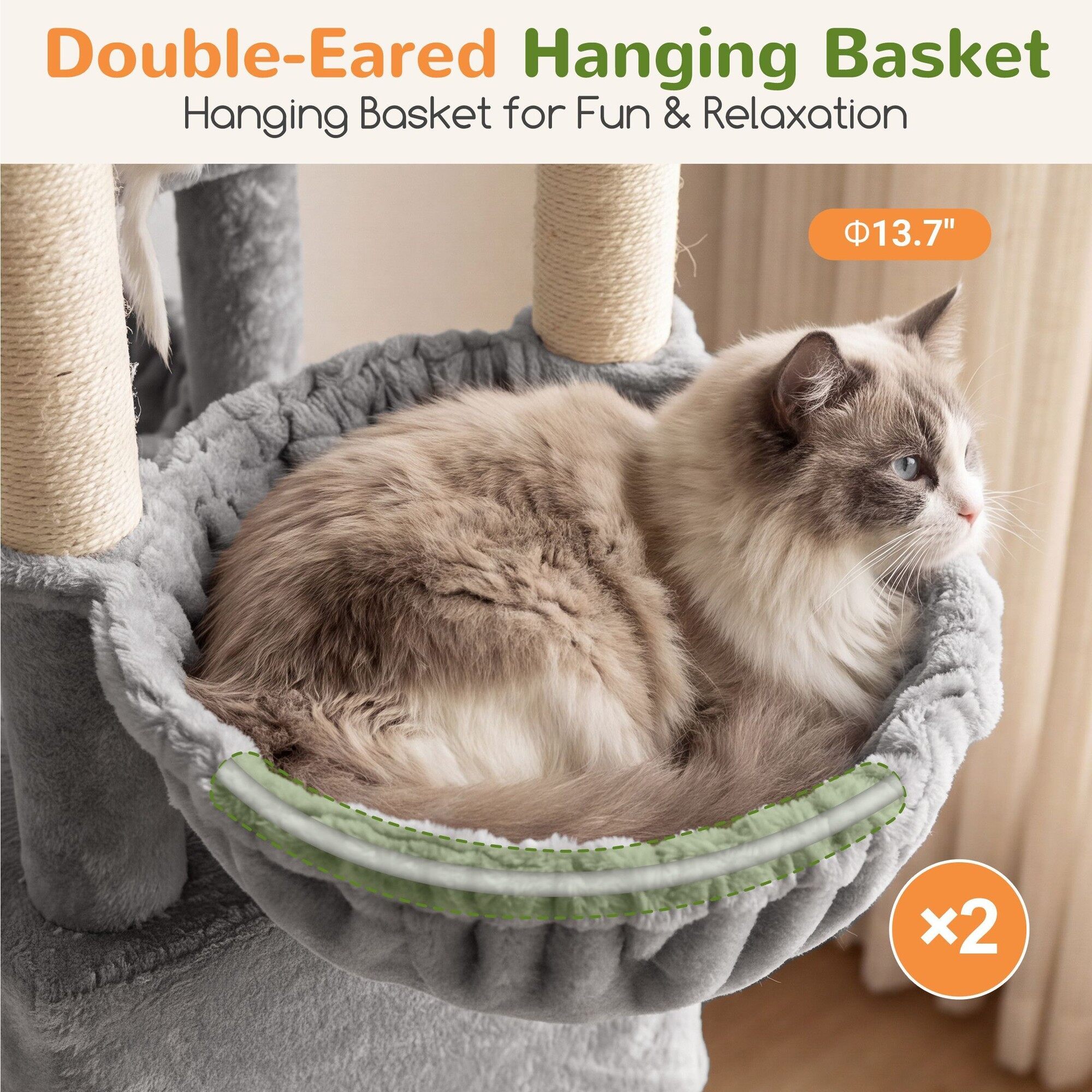 Globlazer 54″ Multi-Leve Cat Tree Tower Condo with Extra Large Perch Platform and 4 Scratching Posts for Indoor Cats, Light Grey