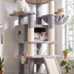 Globlazer Sturdy Cat Tree Tower with Large Platform, S55, Light Grey