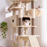 Globlazer Sturdy Cat Tree Tower with Large Platform, S55, Beige