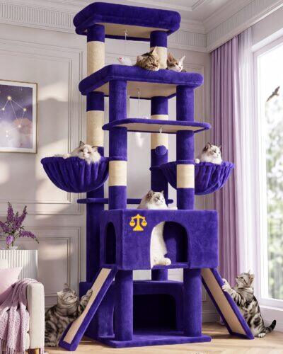 Z78 Libra Symmetrical Multi-Level Cat Tree (Purple, 78-inch)