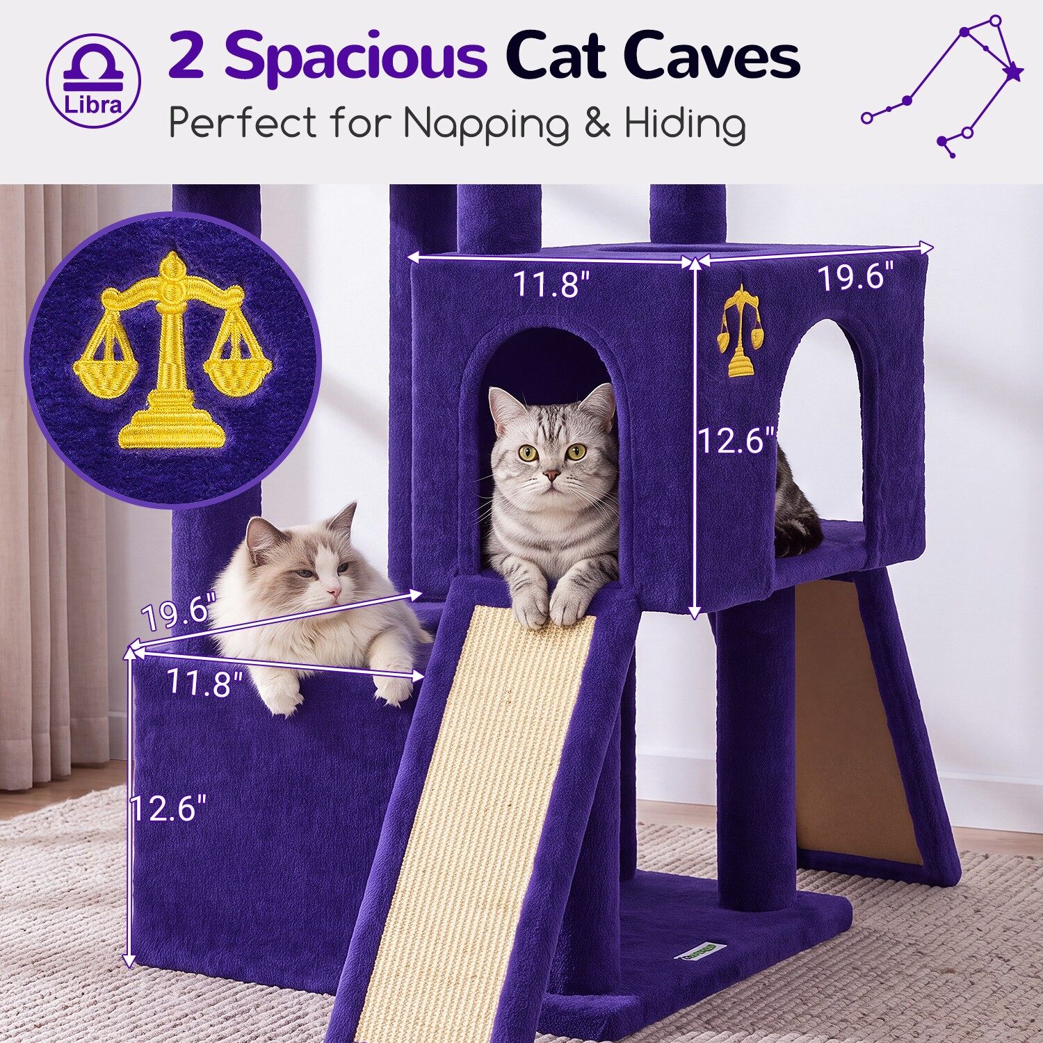 Z78 Libra Symmetrical Multi-Level Cat Tree (Purple, 78-inch)