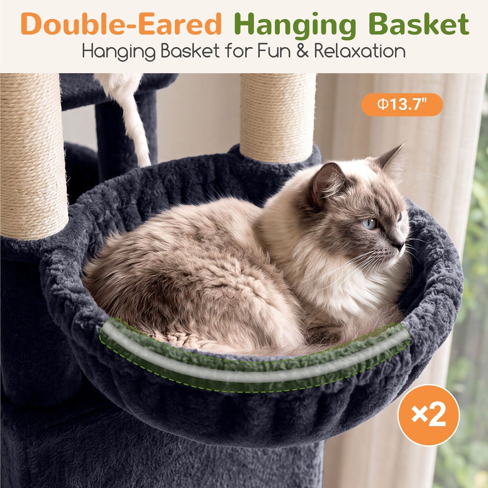 Globlazer 54″ Multi-Leve Cat Tree Tower Condo with Extra Large Perch Platform and 4 Scratching Posts for Indoor Cats, Dark Grey
