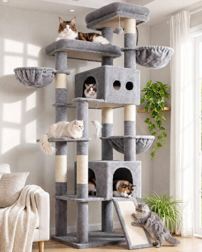 F83J Extra Large Cat Tree (Light Grey, 83-inch)