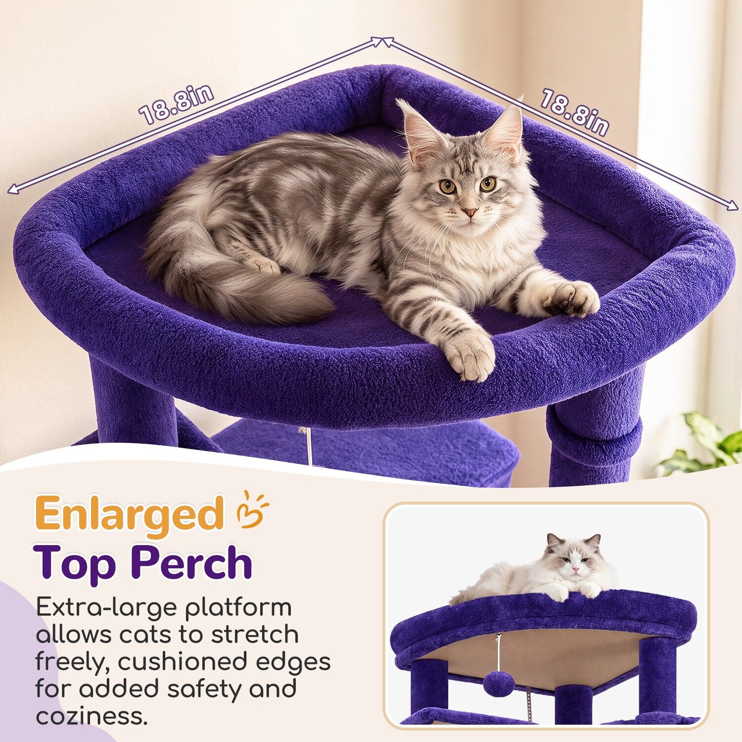 S74 Multi-Level Cat Tree Tower (Purple, 74-inch)