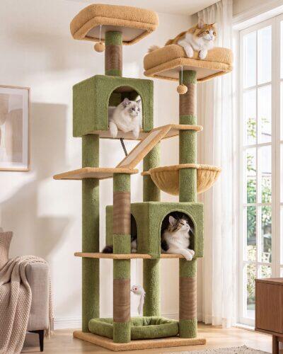 Globlazer Cat Tree, Cactus Tower with 2 Condos for Large Cats 20+ lbs, F74D