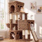 Globlazer Leopard Print Cat Tree, 3 Condos & 4 Sisal Scratching Posts, F52B