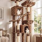 Globlazer Cat Tree, 74in Leopard Print Tower for Large Cats 20+ lbs, F74D
