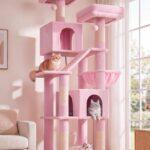 Globlazer Cat Tree, Pink Tower with 2 Condos for Large Cats 20+ lbs, F74D