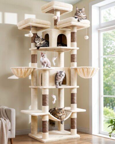 F80 Big Cat Tree (Beige, 80-inch)