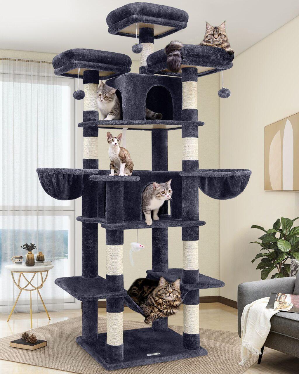 F80 Big Cat Tree(Dark Gray,80-inch) - Cat Trees & Towers - Globlazer