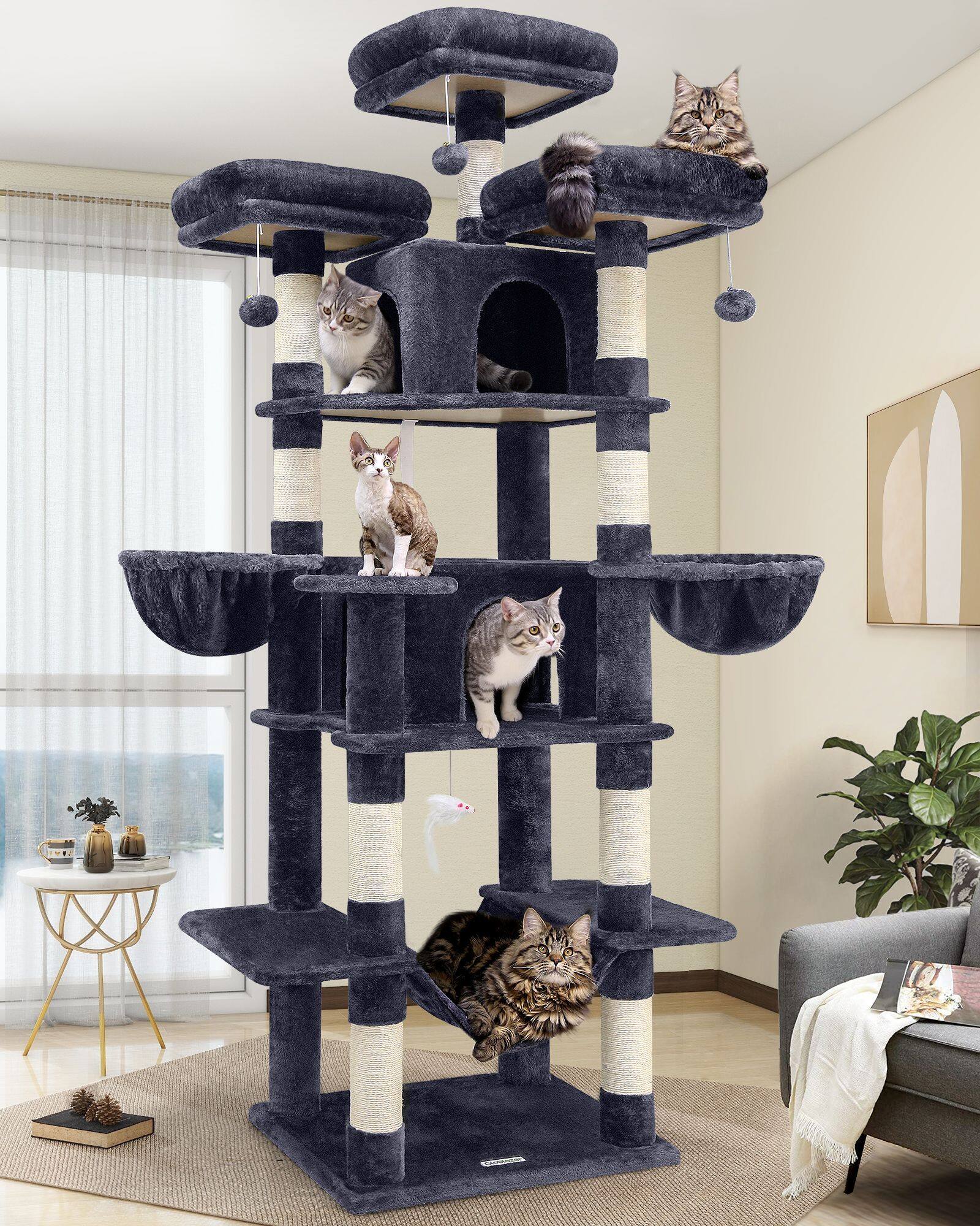 F80 Big Cat Tree(Dark Gray,80-inch) - Cat Trees & Towers - Globlazer
