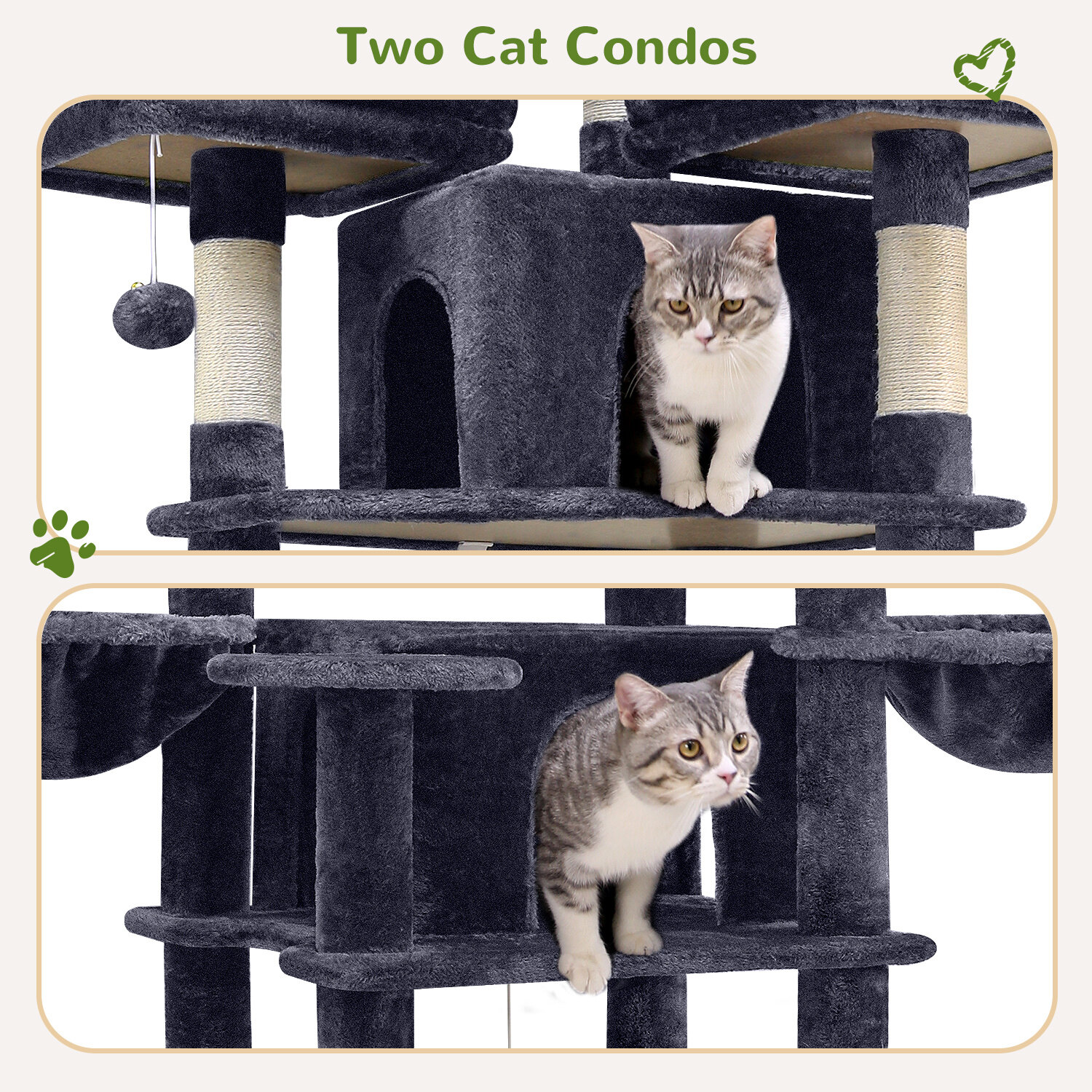 F80 Big Cat Tree(Dark Gray,80-inch) - Cat Trees & Towers - Globlazer