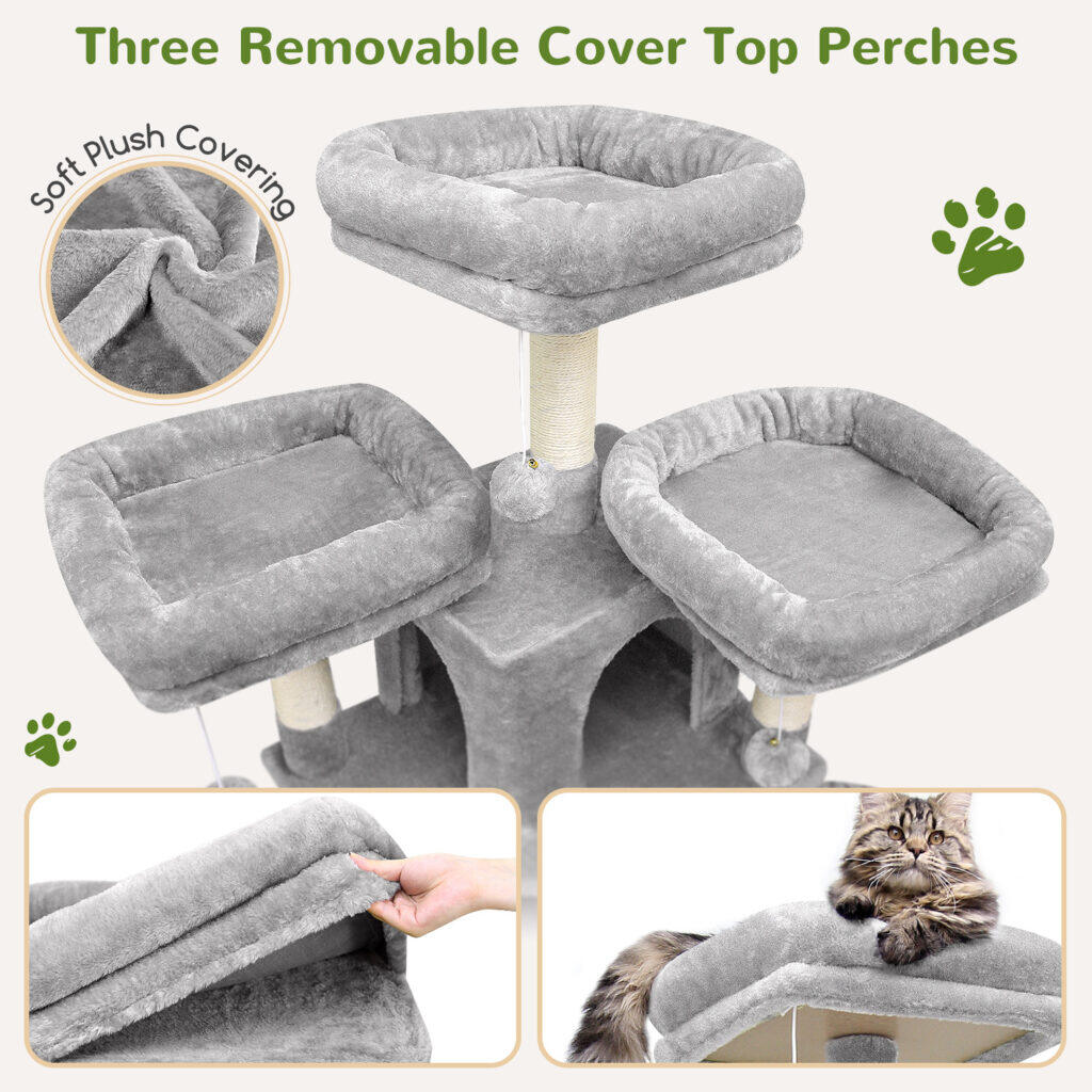 F80 Big Cat Tree(Light Gray,80-inch) - Cat Trees & Towers - Globlazer
