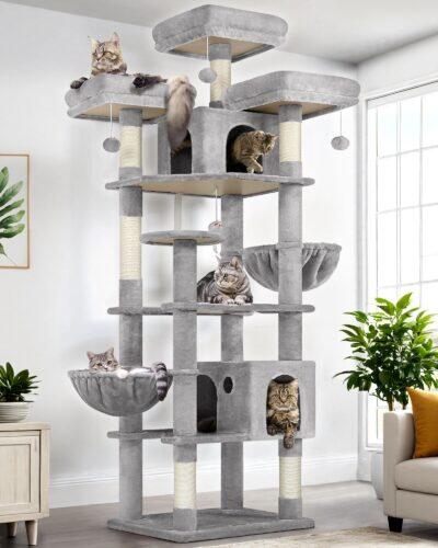 F82 Tall Cat Tower(Light Grey,82-inch)
