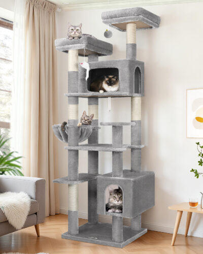 F77B Big Cat Tree(Light Grey,77-inch)