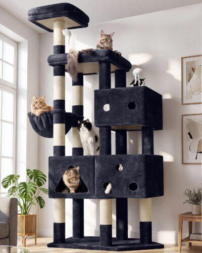 F81 Large Cat Tower (Dark Grey, 80-inch)
