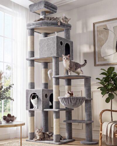 F83 Tall Cat Tree (Light Gray, 83-inch)
