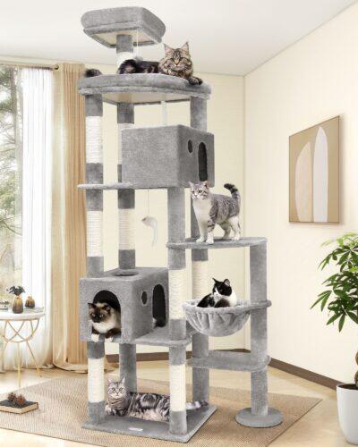 F83 Tall Cat Tree(Light Gray,83-inch)