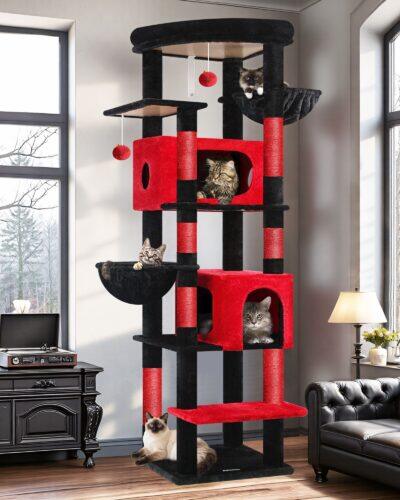 S74 Tall Cat Tree(Gothic Red Black,74-inch)