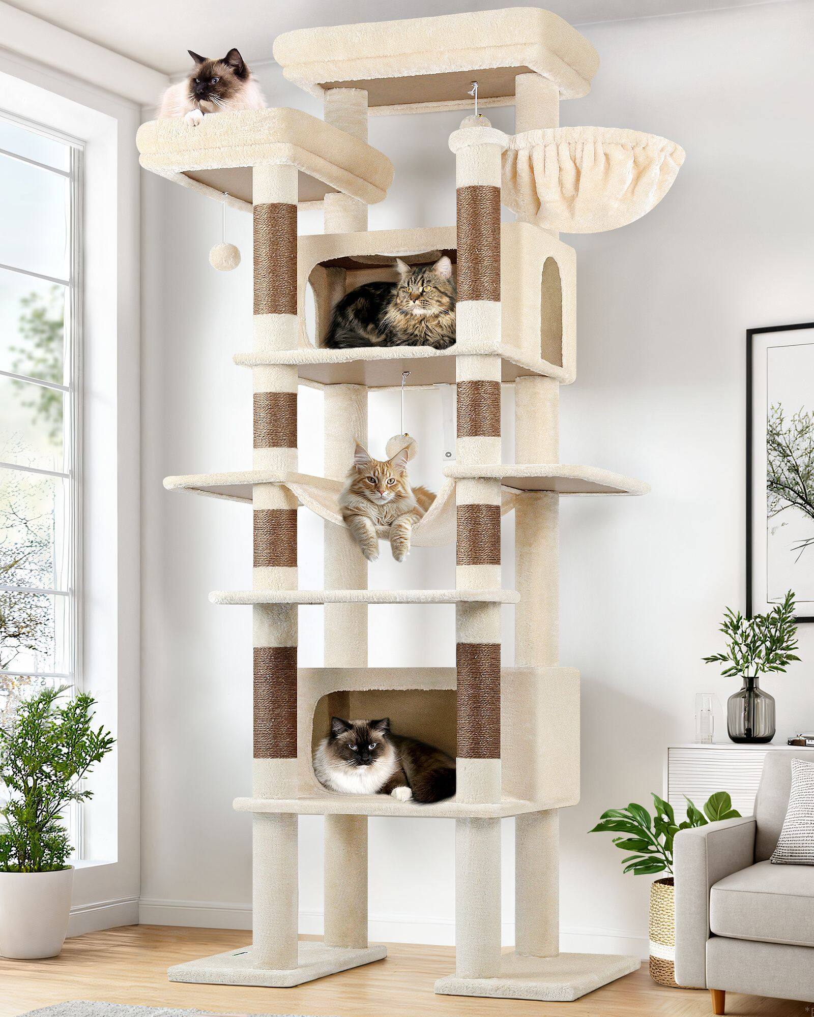 F83B Tall Cat Tower(Beige,83-inch)