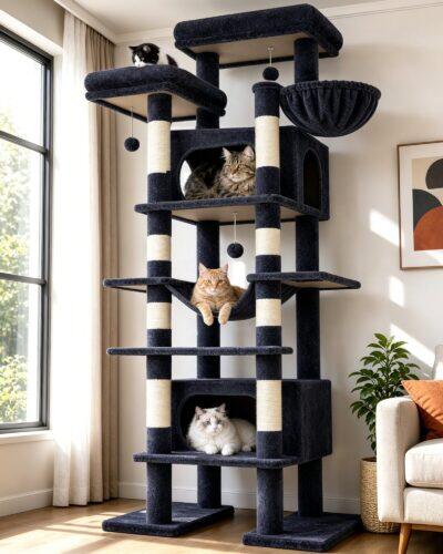 F83B Tall Cat Tower (Dark Grey, 83-inch)