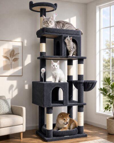 S72 Heavy Duty Cat Tree (Dark Gray, 72-inch)