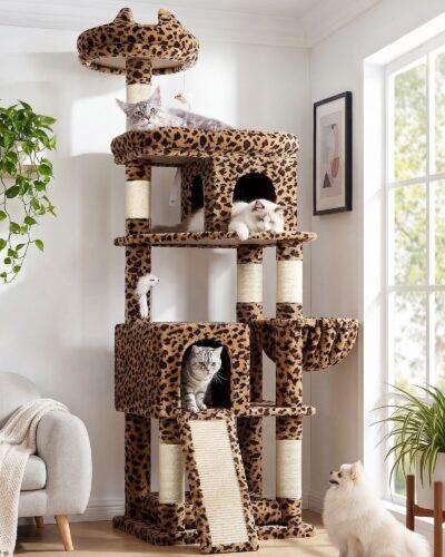 S72 Heavy Duty Cat Tree(Leopard Print,72-inch)