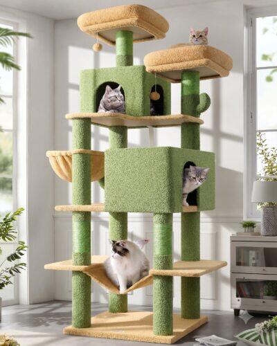 F76 Cactus Cat Tree (Green, 76-inch)