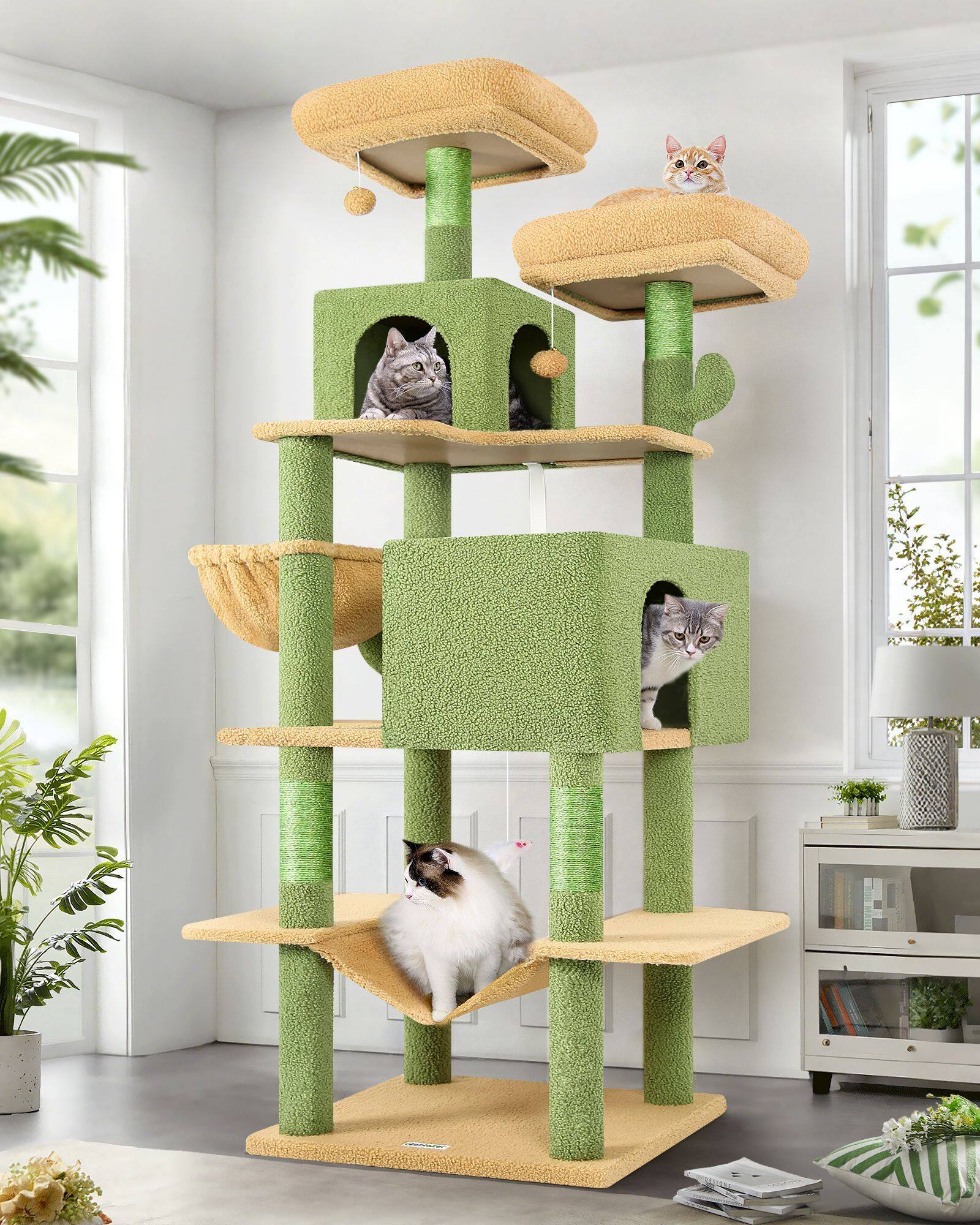 F76 Cactus Cat Tree(Green,76-inch) - Cat Trees & Towers - Globlazer