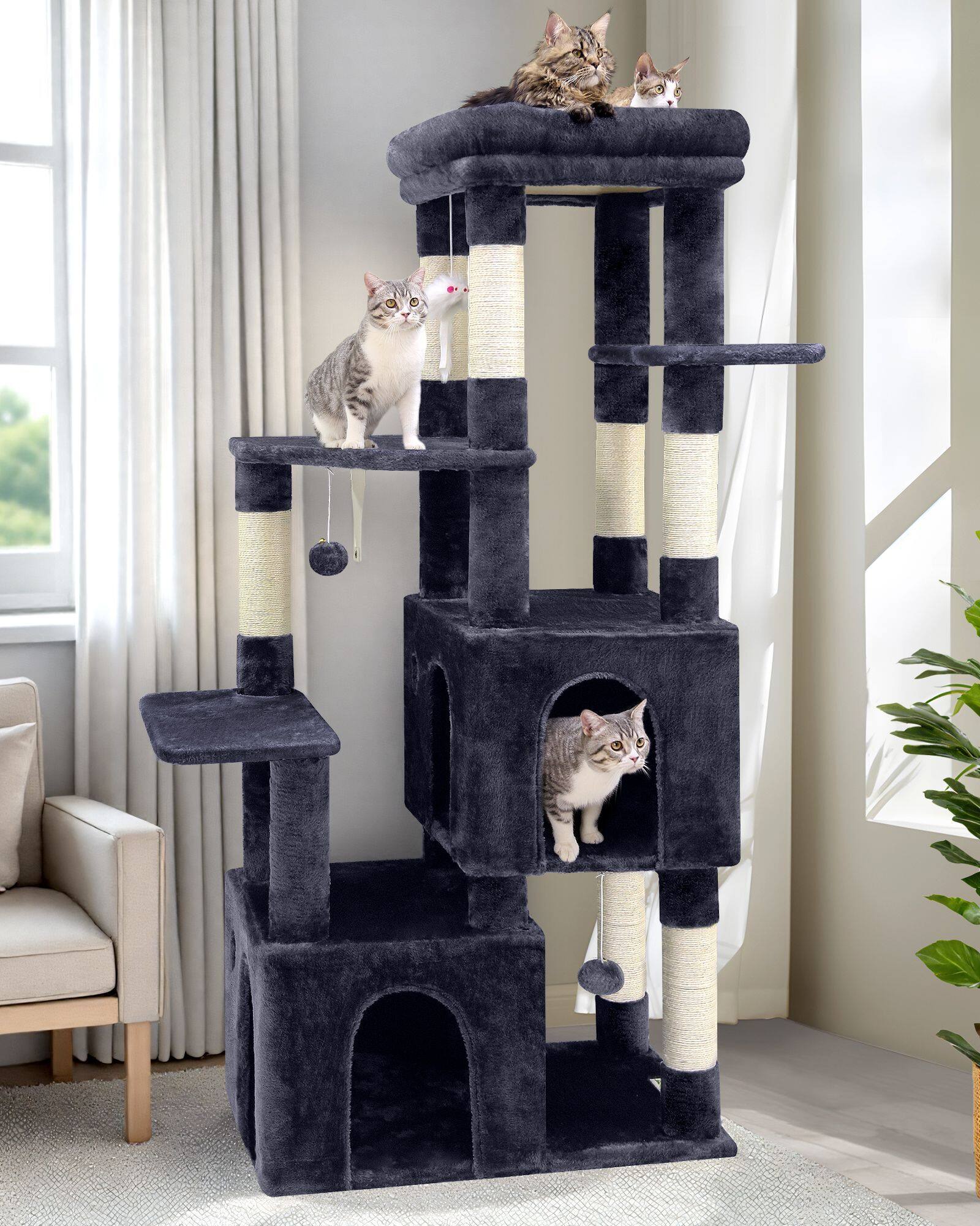 F61 Cat Tower(Dark Gray,61-inch)