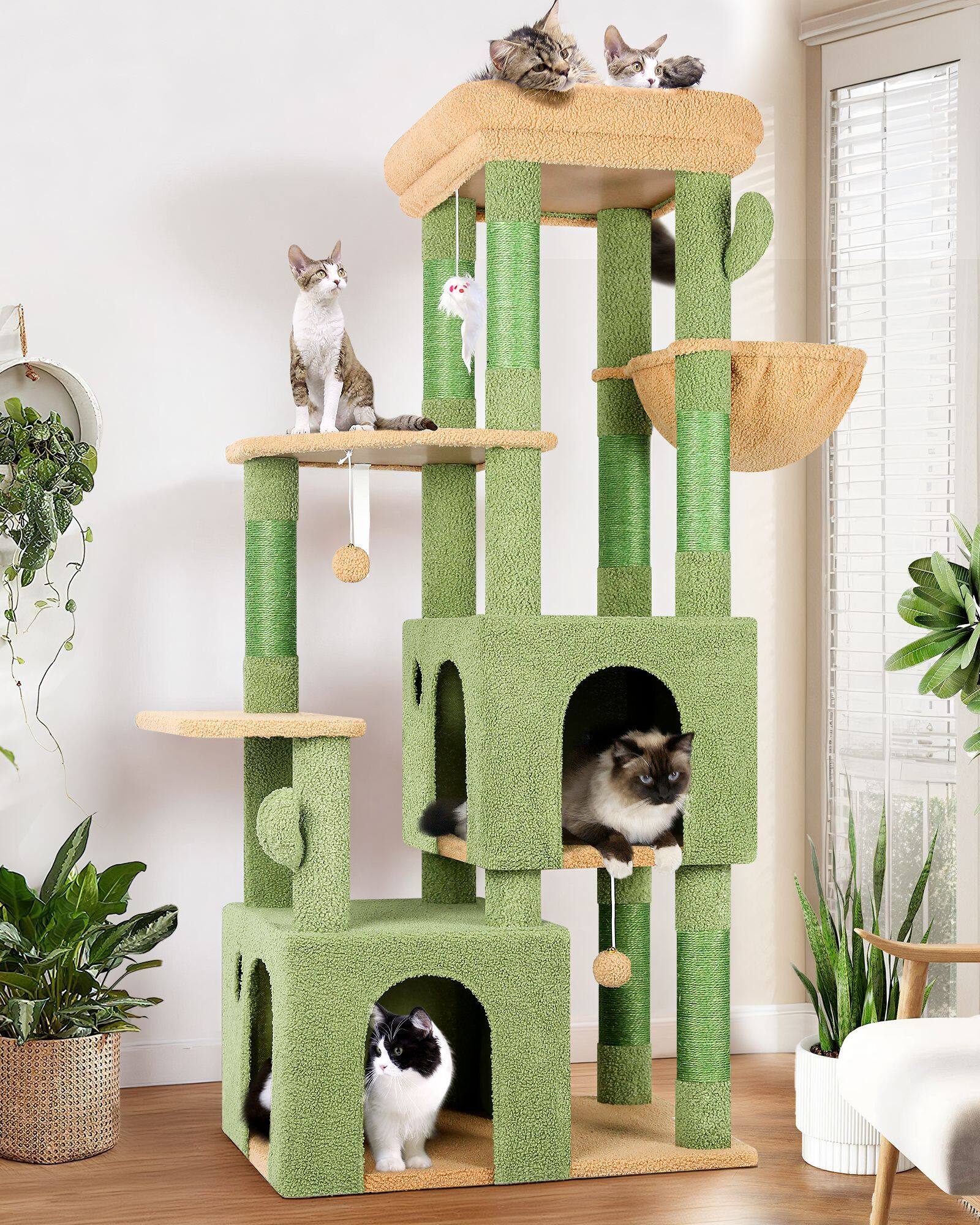 F61 Heavy Duty Cat Tree(Cactus Green,61-inch)