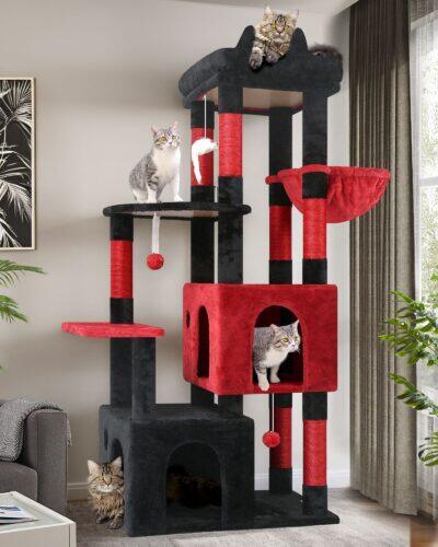 F61 Heavy Duty Cat Tree(Gothic Red Black,61-inch)